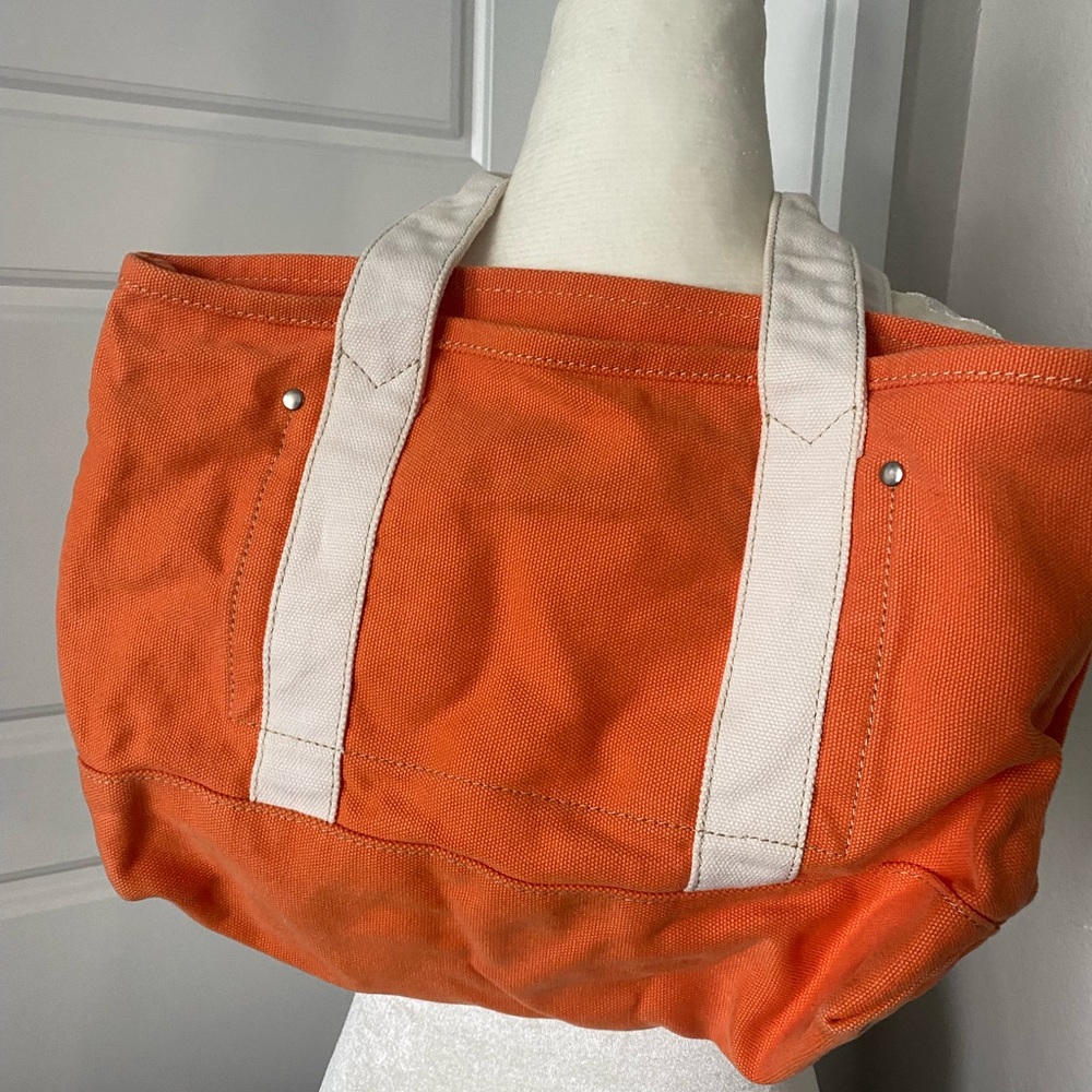 Small J Crew Tote - Orange/White - Picture 4 of 5